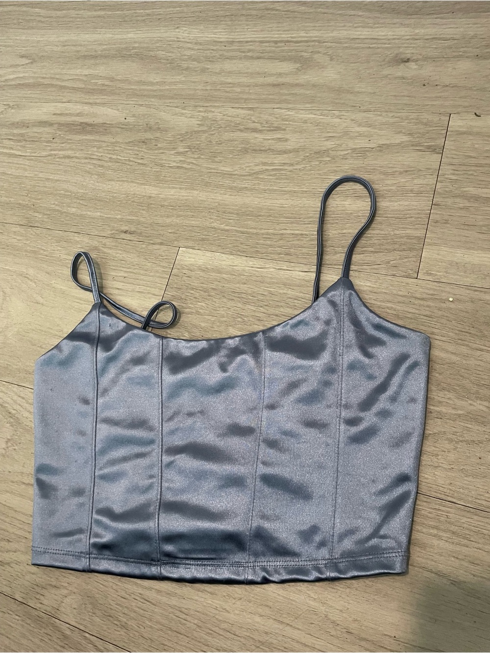 Aeropostale Steel Blue Satin Cami Crop Top